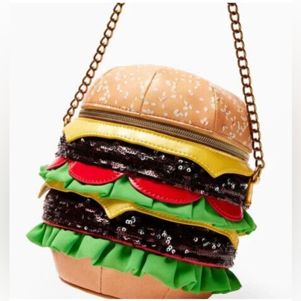 Betsy Johnson Kitsch Nice Buns Hamburger Crossbody Bag New - Picture 3 of 7